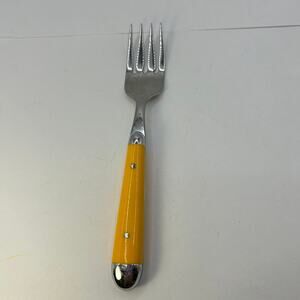 1 Salad Fork Oneida Palette-Yellow Stainless, 1999, Yellow Color, Rivets 6 1/2"